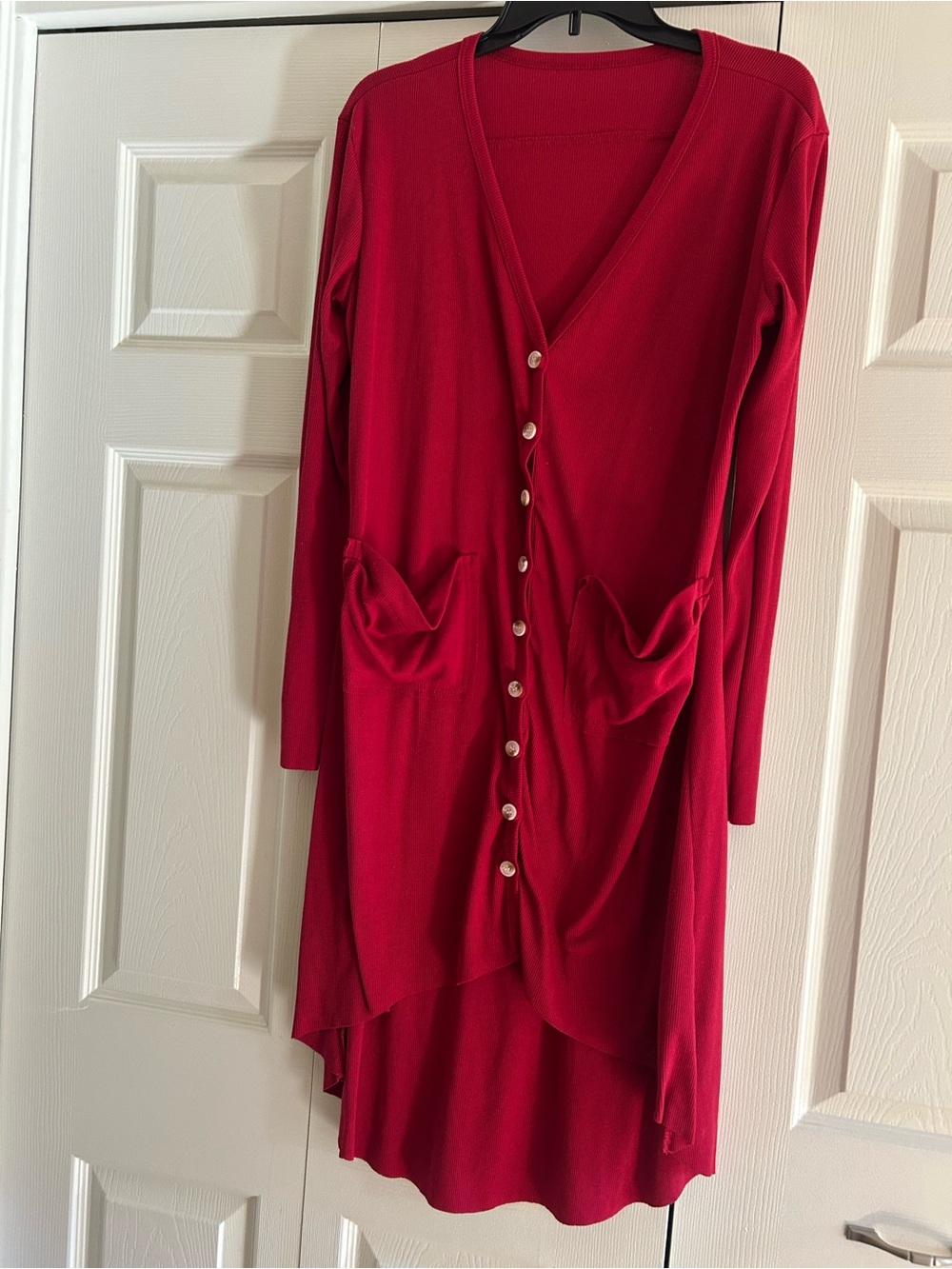 Naggoo Women's Long Cardigan-Button Down High Low with Pockets - Picture 3 of 8